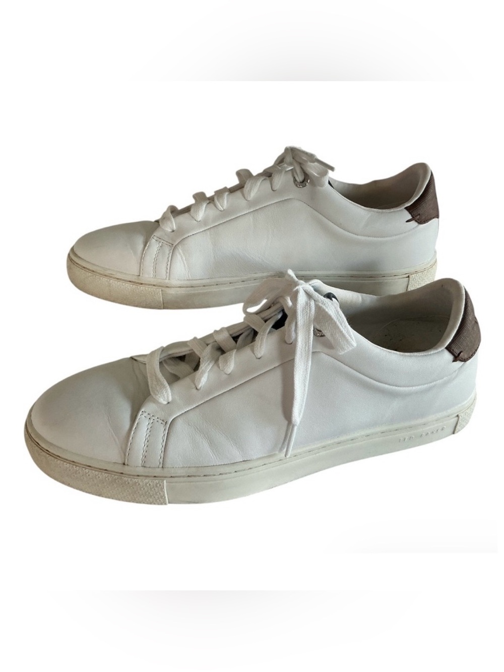Ted Baker Men's White Low Top Leather Sneakers Size 10.5